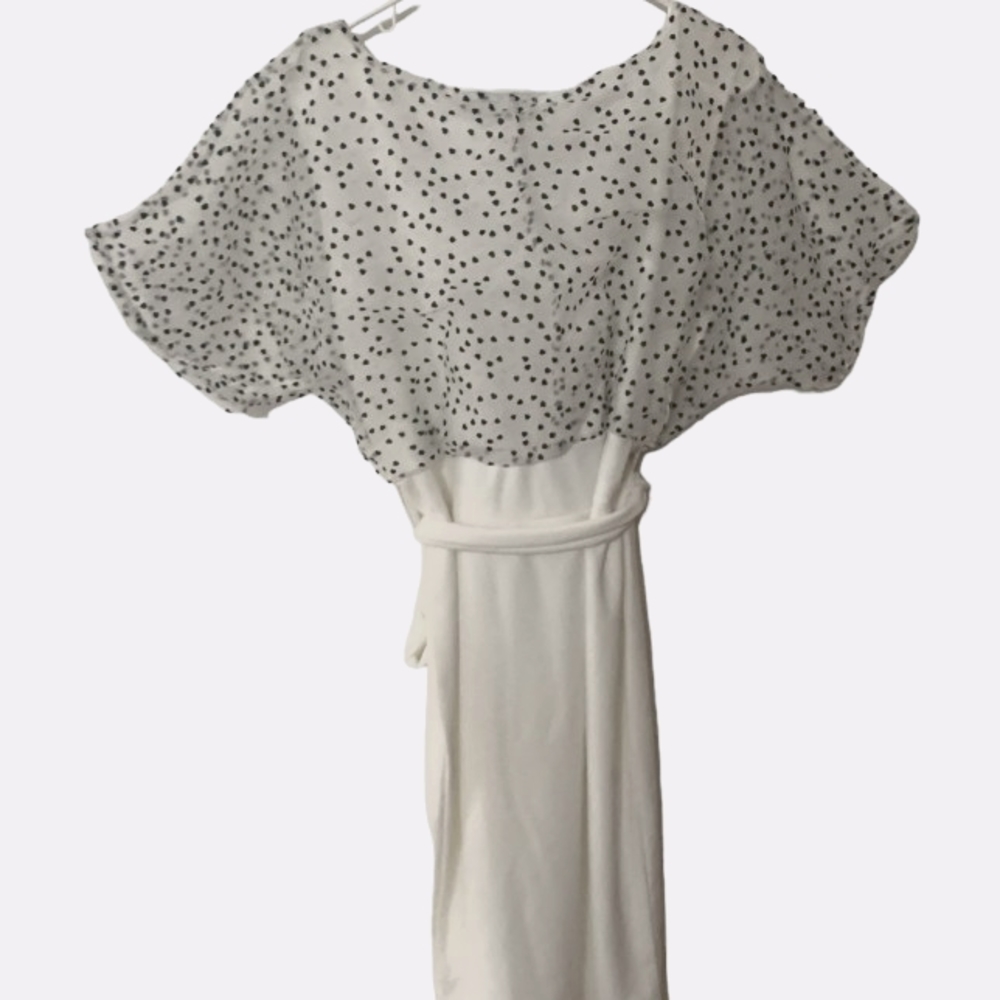 COPY - NWT Cream white with black polka-dot dress